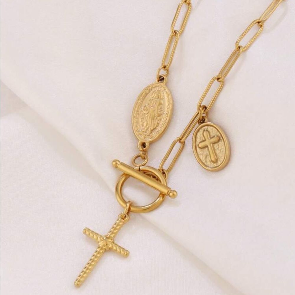 Cross chain necklace N732